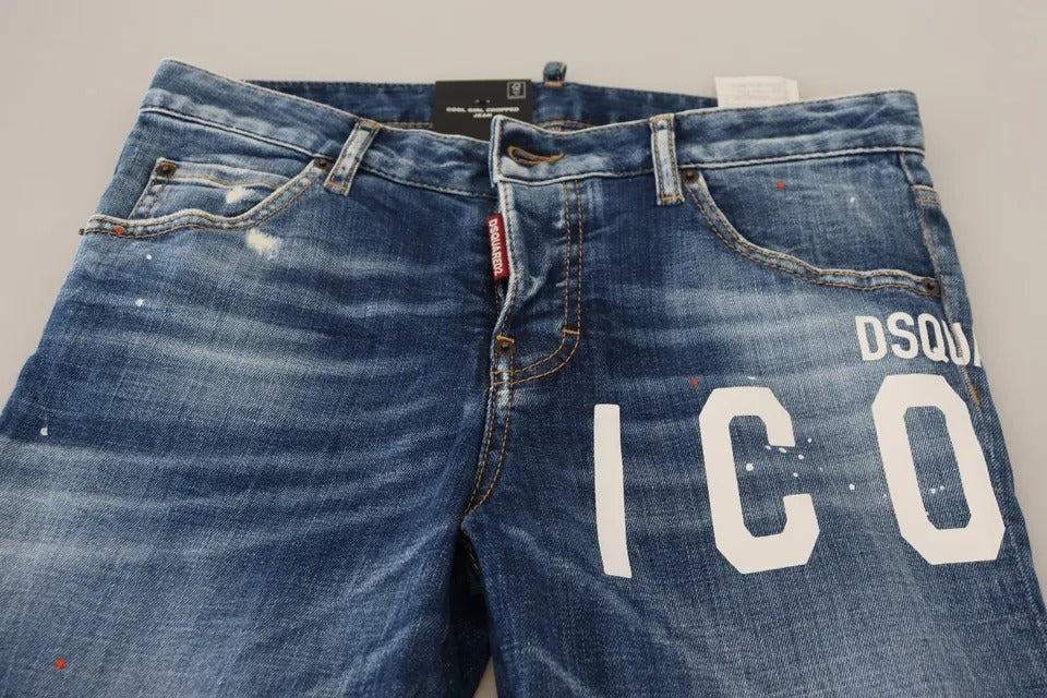 Dsquared² Blue Icon Düşük Bel Kısa Havalı Kız Kot Pantolonu